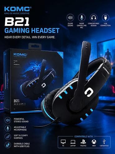 komputer aksesuar: KOMC B21 Gaming Headset - Güclü stereo səs: oyundakı hər detalı aydın — 1