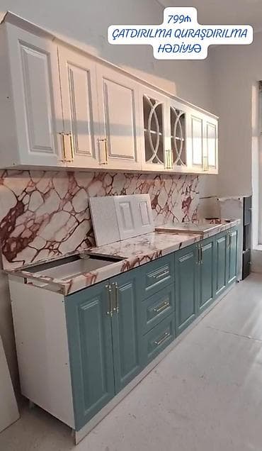 *799₼ vitrin MƏTBƏX mebeli yeni membran*‼️ ÖLÇÜ:-3 ÜZƏRİNDƏ mərmər