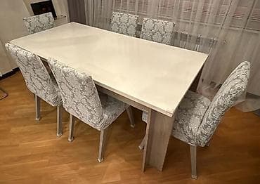 Qonaq otağı üçün, Dördbucaq masa, 6 stul