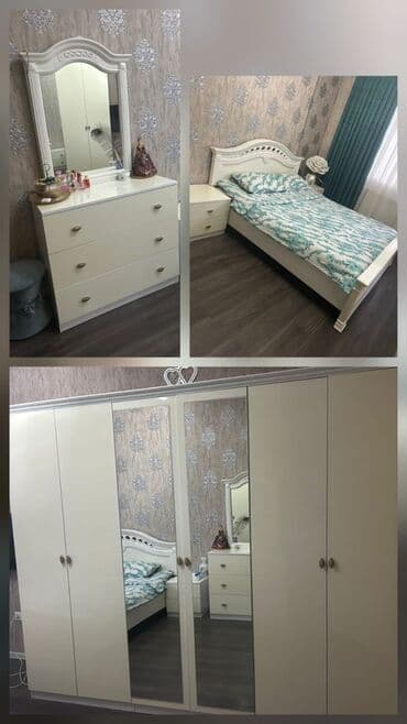 Yataq otağı dəsti Tərkibi: - 1 ədəd çarpayı (başlıq dekorlu, ağ