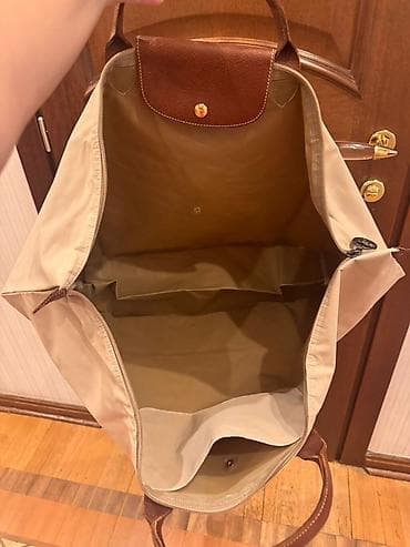 deri çanta: Bej rəngli böyük ölçülü tote/aller-retour tipli çanta - Rəng: açıq — 10
