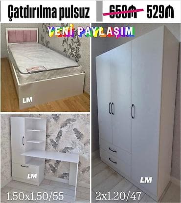 Gənc oda🤴👸 DOLAB+çarpayı+yazı masa_ 💥 Yeni və sifarişlə Qiymət 