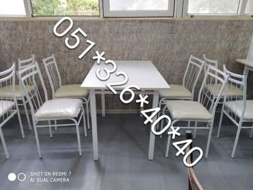 Masa və oturacaq dəstləri: Qonaq otağı üçün, Yeni, Dördbucaq masa, 4 stul — 28