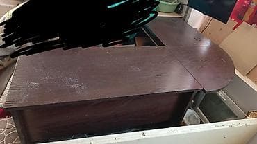 matras tək: L‑şəkilli ofis masası - Material: laminat/LDSP, tünd qoz rəngi — 1