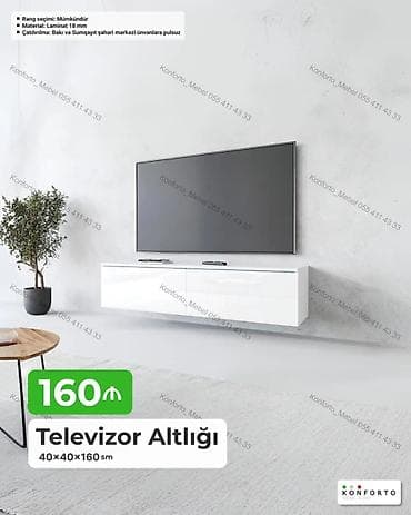 dekor ref: Televizor Altlığı – 40×40×160 sm - Divara montaj olunan, minimalist — 1