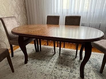 Qonaq masası, İşlənmiş, Açılan, Taxta, Oval masa