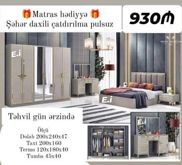 taxt çarpayı: Melek Mobiliya yataq otağı dəsti Komplekt: - 4 qapılı dolab – güzgülü — 1