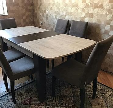 Mətbəx üçün, İşlənmiş, Açılmayan, Dördbucaq masa, 6 stul
