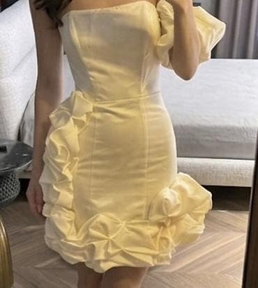 Qısa kokteyl donu – açıq krem rəngi - Siluet: bədənə oturan, mini — 2