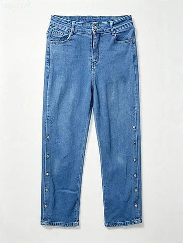 cins kombinezon: Mavi denim qadın cins şalvar Razmer : 31 beden - Kəsim: Düz/straight — 4