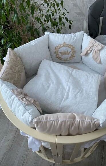 uşaq ucun maşınlar: Beşik üçün premium tekstil dəsti - Rənglər: krem və bej tonları — 3