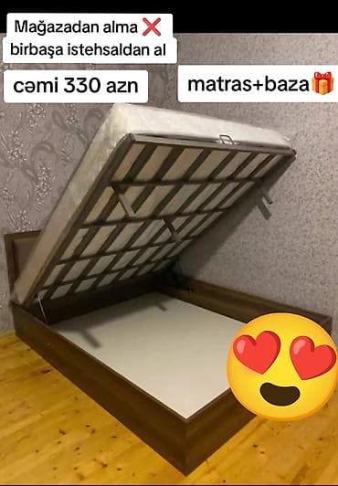 2ci el carpayi: Yeni, İkinəfərlik çarpayı, Bazalı, Matras ilə, Siyirməsiz — 1