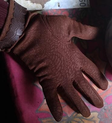 женские кожанные перчатки: Qadınlar üçün nazik krujeva və parça əlcək - Rəng: tünd qəhvəyi — 3