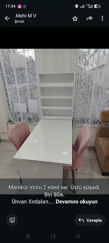 Manikür stolu 2 eded var. Üstü şüşədi. Biri 80₼. Ünvan Xırdalan. Mehi lalafo.az -da Manikür stolu 2 eded var. Üstü şüşədi. Biri 80₼. Ünvan Xırdalan. Mehi