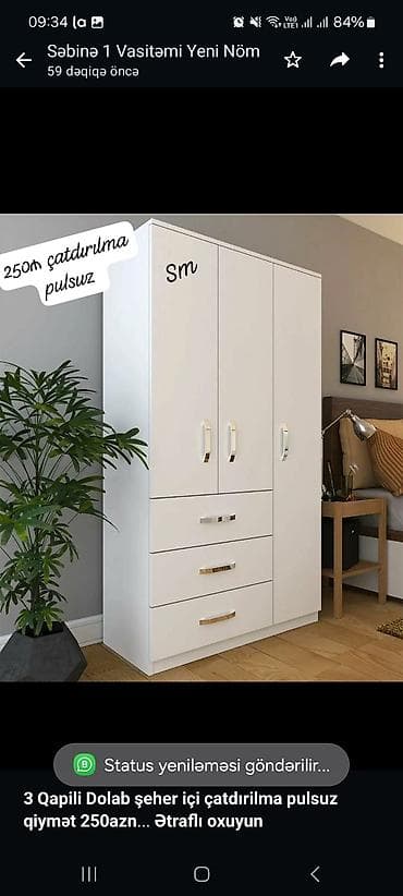 *3 Qapili Dolab şeher içi çatdırilma pulsuz qiymət 250azn* ✨ ÖlçüsEn
