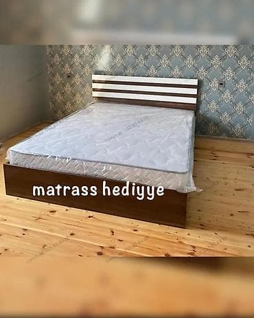 Yataq dəsti – müasir dizayn, başlıqla - Material: laminat/taxta