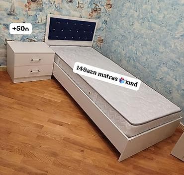 Ev üçün mebel: Təknəfərlik çarpayı, Matras ilə — 1