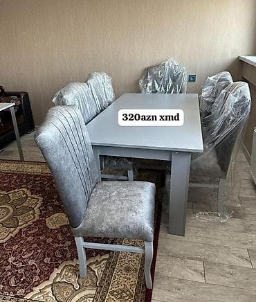 parca: Mətbəx/Qonaq otağı üçün masa və 6 stul dəsti - Komplekt: 1 masa + 6 — 2