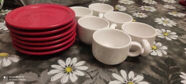 nisan ucun konfet qablari: Qəhvə dəsti, rəng - Qırmızı, Keramika, 6 nəfərlik — 2