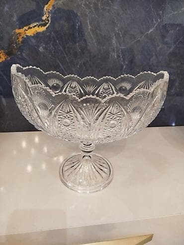 aksesuar qabi: Xrustal meyvə qabı 1ədədyat/qənnadı qabı – kristal üslubda şüşə - — 2