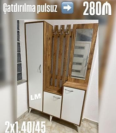 mebel skaflar: Dəhliz üçün çoxfunksiyalı asılqanlı dolab dəsti - Ölçü: 2 x 1.40 x 45 — 1