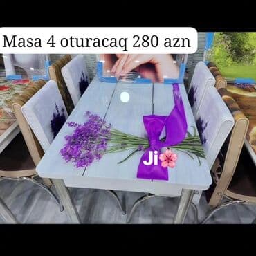 metbex stolu qiymetleri: Dördbucaq masa, 6 stul — 7