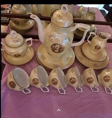 Çay dəsti, rəng - Sarı, Farfor