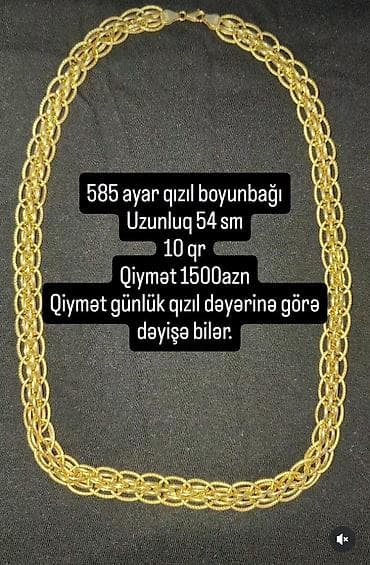 Boyunbağı, Sarı qızıl, 585 Əyar, 10 g, Ödənişli çatdırılma lalafo.az -da Boyunbağı, Sarı qızıl, 585 Əyar, 10 g, Ödənişli çatdırılma