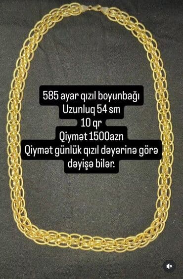 sarlar: Boyunbağı, Sarı qızıl, 585 Əyar, 10 g, Ödənişli çatdırılma — 1