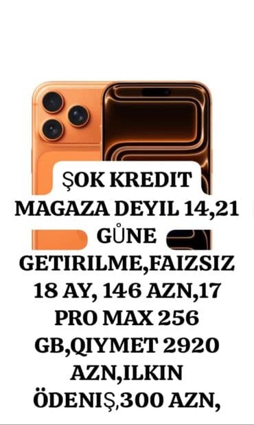IPhone 17 Pro Max, 256 GB, Kredit, Zəmanət