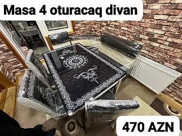Mətbəx üçün, Açılmayan, Dördbucaq masa, 4 stul