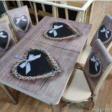 quxna stulu: Mətbəx üçün, Yeni, Açılan, Dördbucaq masa, 4 stul — 11