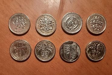 1 ingilis funtlari.1988-2010 iller. 8 eded monet desti. qiymet