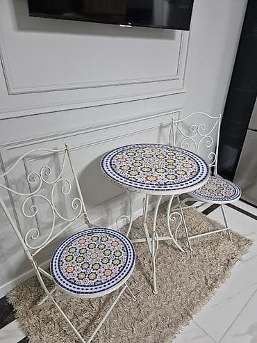 heyet ucun stol stul: Yumru masa, 2 stul, Açılmayan, Stullar ilə, Metal — 1