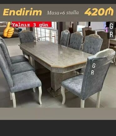 işlənmiş stol stul dəsti sumqayit: Qonaq otağı üçün, Yeni, Açılmayan, Dördbucaq masa, 6 stul — 13