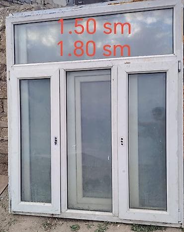 aluminium qapi pencere: İkiqat şüşə paketi Plastik pəncərə, Еni: 95 sm, Uzunluğu: 165 sm — 5