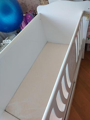 matras alti: Ağ rəngli uşaq beşiyi votsap aktivdi - Material: MDF/laminat — 3