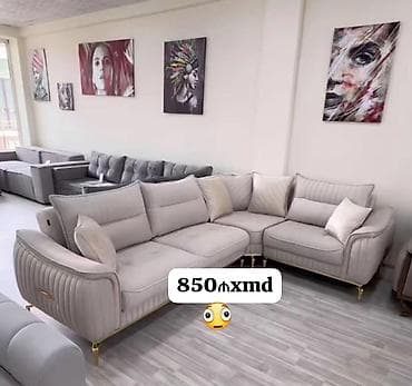 Künc və dəst yumşaq mebellər - Şəkil 1: Tünd mavi L formalı künc — 3