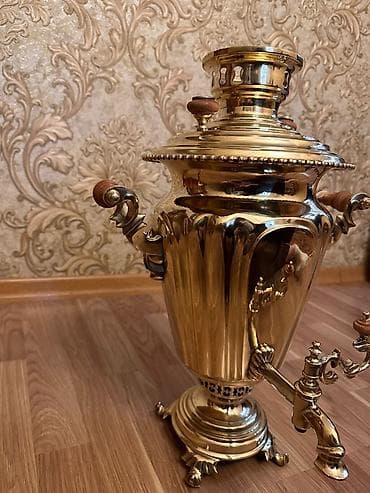 samovar 5l: Antik samovar – Tula istehsalı, qabartma nişan və yazılarla - — 5