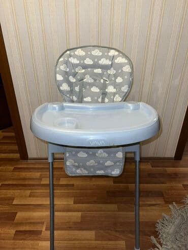 yagis ucun plas: Uşaq yemək stulu – VAVA - Rəng: boz tonlarda, bulud naxışlı yumşaq — 1