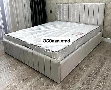 parca dolablar: Mebel dəsti – yumşaq başlıqlı iki nəfərlik çarpayı. - Rəng: açıq boz — 1
