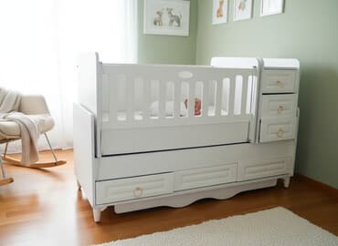 Oğlan və qız üçün, İşlənmiş, Dördbucaq, Beşik, Dəstsiz, Yellənmə mexanizmsiz