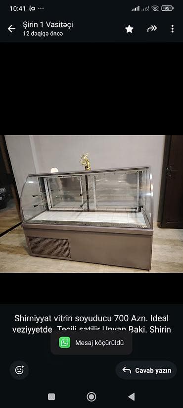 Shirniyyat vitrin soyuducu 700 Azn. Ideal veziyyetde. Tecili satilir