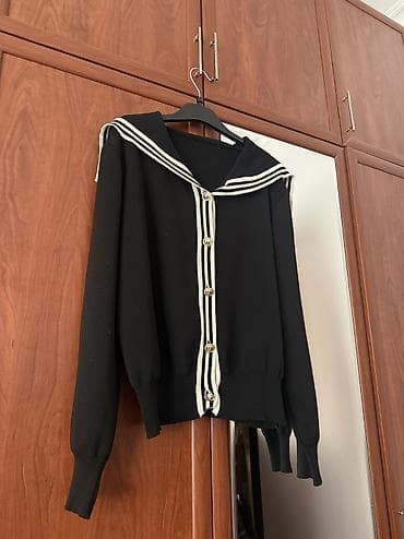 Шубы: Qadın trikotaj kardiqan – dənizçi üslubunda - Rəng: qara - Dizayn — 1