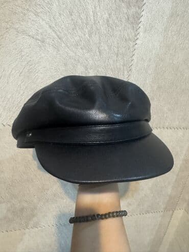 Daewoo: Qara dəri kepka – kapitan/baker boy stili - Material: yüksək — 1