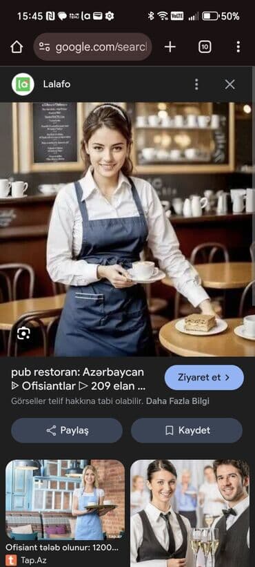 Inzibati heyət: Ofisiant tələb olunur, Restoran, Aylıq ödəniş, 18-29 yaş, 3-5 illik təcrübə — 1