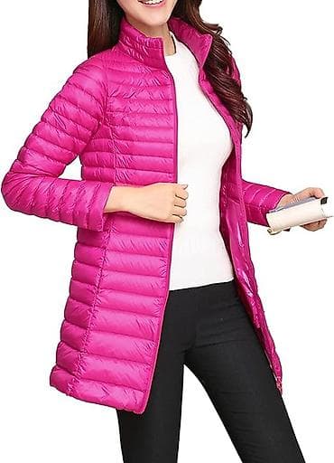 ketan pencekler: Qadınlar üçün yüngül, uzun “puffer” gödəkçə - Rəng: parlaq — 1