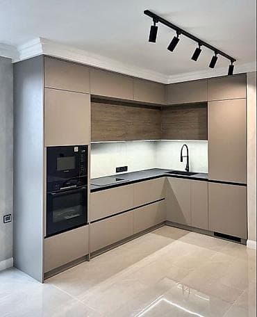 kixna mebeli: Müasir dizaynlı L formalı mətbəx mebeli - Üslub: minimalistik — 1