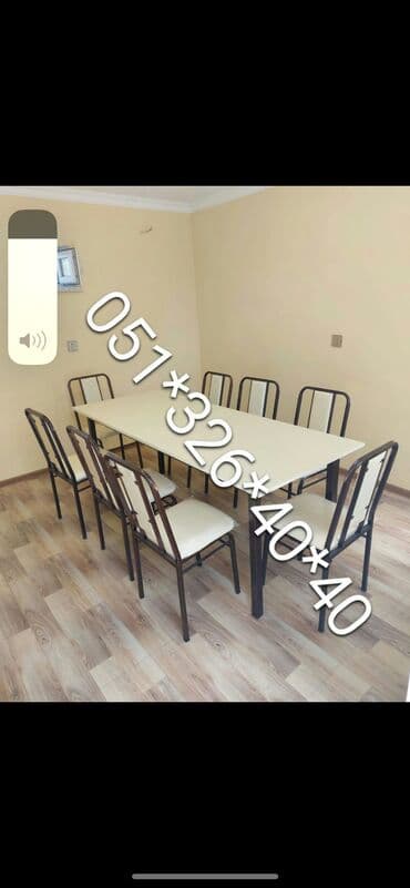 stul oturacaq: Yeni, Dördbucaq masa, 8 stul, Açılmayan, Stullar ilə, Metal, Azərbaycan — 4