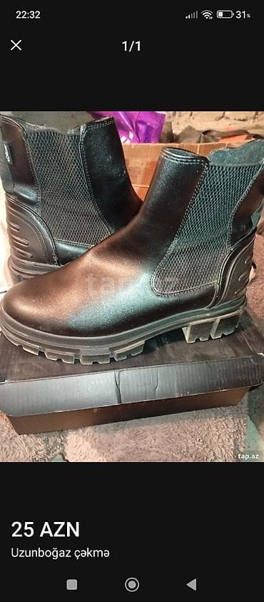 Uzunboğaz çəkmə – 25 AZN - Rəng: qara - Material: üst hissə dərimsi